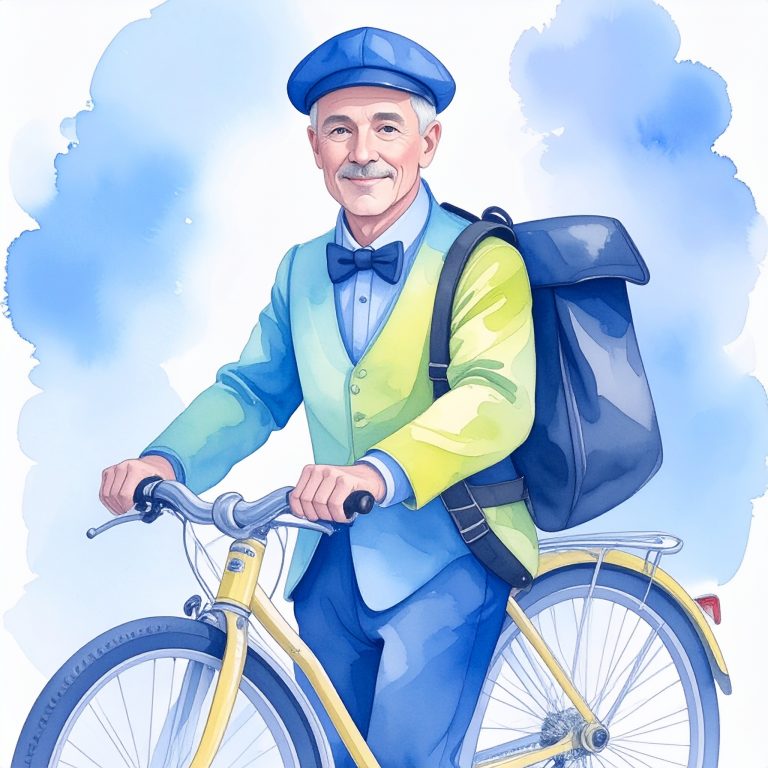 Firefly_Un postino di circa 40 anni, con un giubbeto antinfortunistico giallo fluorescente. P 511405