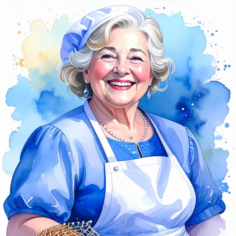 Firefly_un donna di mezza età corpulenta e allegra. indossa la divisa da cuoca e i capelli bi 297939